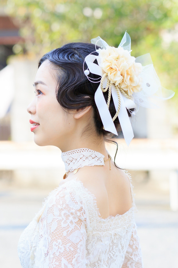 和装 髪飾り S赤白剣花2 ひし ゴールド 成人式 結婚式 卒業