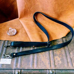 栃木レザーx倉敷帆布のショルダーベルト　ブラック(鉄砲ナスカン)