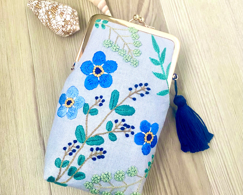 夏の野の刺繍がま口メガネポーチ メガネケース sorairo 通販 11721882