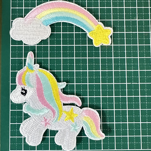 ゆめかわ ユニコーン & レインボー ワッペン 2枚セット ワッペン