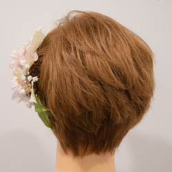 【ショートヘアーやベリーショートの花嫁様に】桜（さくら）のヘッドドレスJ ボンネ風ヘッドパーツ 春の前撮り・結婚式髪飾り 8枚目の画像