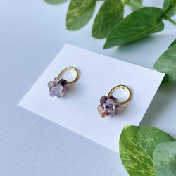 カコクセナイトインアメジスト×ゴールド ミニフープピアス ピアス