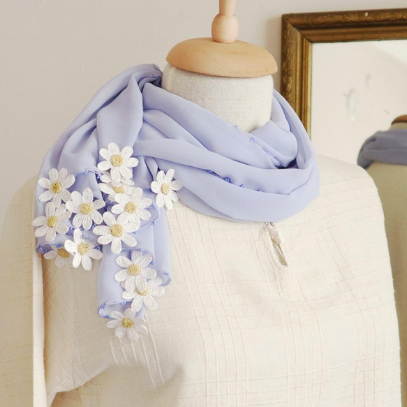 [Resale] OYA Chiffon shawl [DAISY] Pale Iris 第1張的照片