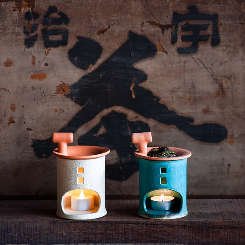 アロマ＆茶香炉（煙突おうち）- タイプA（アオ）※抗菌・消臭や風邪