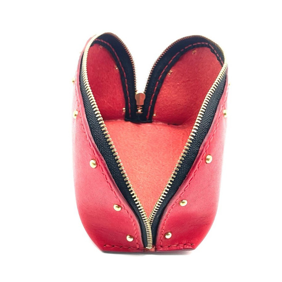 【22色から選べる・名入れ対応】革×スタッズ レザーポーチ 化粧ポーチ 小物ポーチ 栃木レザー