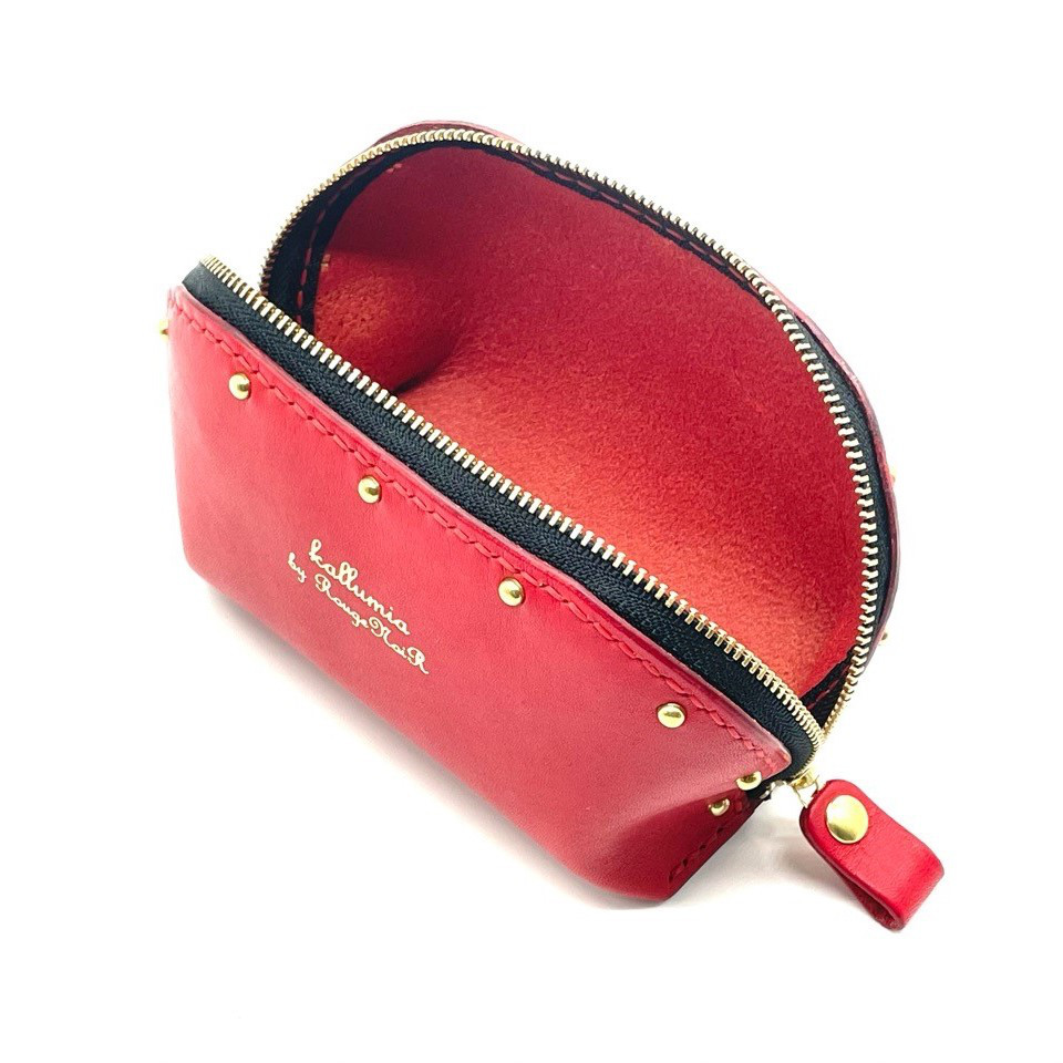 【22色から選べる・名入れ対応】革×スタッズ レザーポーチ 化粧ポーチ 小物ポーチ 栃木レザー