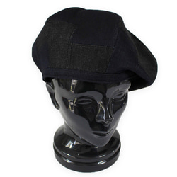 ブラックデニムのパッチワークベレー帽 4枚目の画像