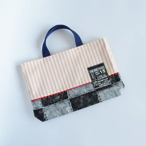 クールなポケットいっぱいお道具袋♪【ブラックデニムパッチ