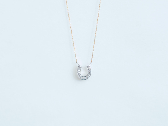 ホースシュー馬蹄ネックレス/ K10YG　ダイヤモンド 4枚目の画像