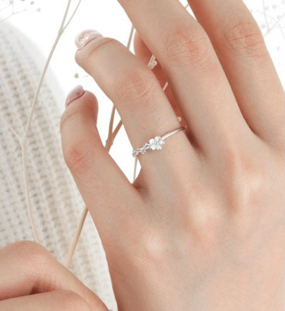 ✿胸キュンフラワーシルバーリング✿R3772 3枚目の画像