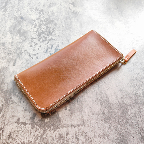 ヌメ革】たっぷり収納♪L字型ミディアムウォレット【長財布/コンパクト