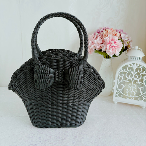 シェルかごバック〜 バスケットバッグ・ブラック かごバッグ Atelier  