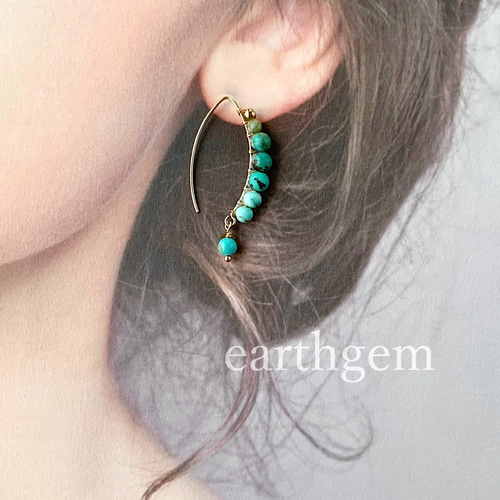 天然石☆夏☆ターコイズ×アクアマリンのピアス14kgf ターコイズの14kgfピアス 天然石 K10 サージカルステンレス 金属