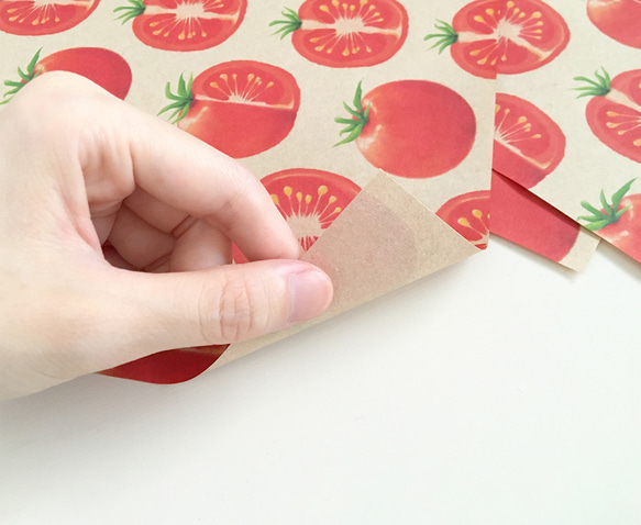 トマトの包装紙〈10枚入〉A4サイズ ラッピング デザインペーパー ブックカバー 野菜 トマト グッズ 紙雑貨 おしゃれ 4枚目の画像