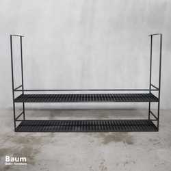 アイアン壁掛けハンガーラック・エキスパンドメタル棚・飾り棚 壁掛け