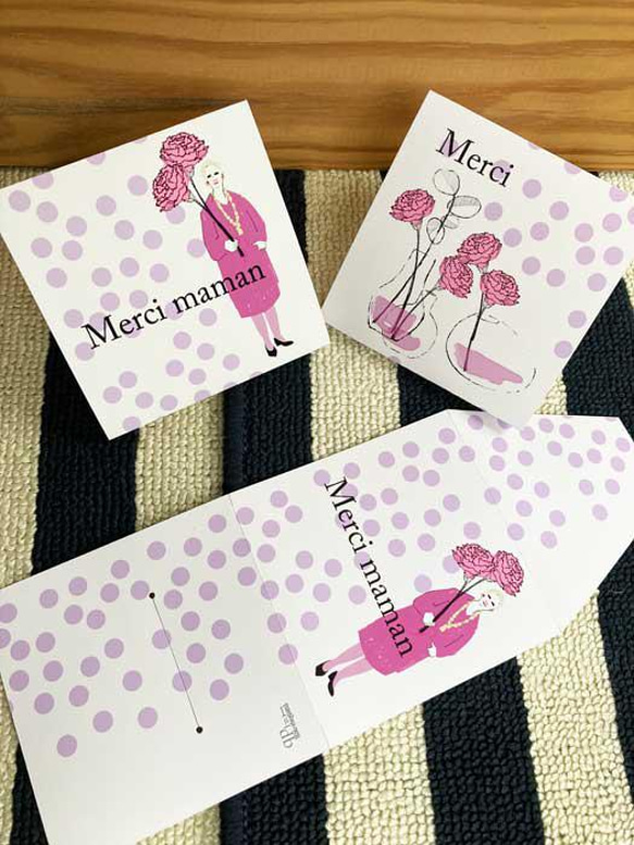 ●Merci maman● インテリアイラストポスター  メッセージカード付  [母の日や花好きな女性に] 8枚目の画像