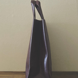 牛革 ワイン 紙袋型 ショッピングバッグ トートバッグ 2枚目の画像
