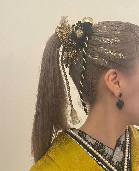 人気♡水引6本×金箔シート×2　成人式　髪飾り　卒業式　ウェディング　振袖　成人式髪飾り　水引金箔 7枚目の画像