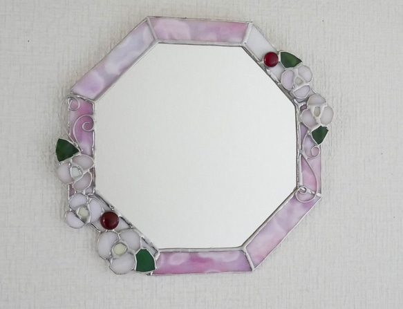 *✴︎:.｡ピンクホワイトの八角形の鏡♪　(20.5size/Max23) 5枚目の画像