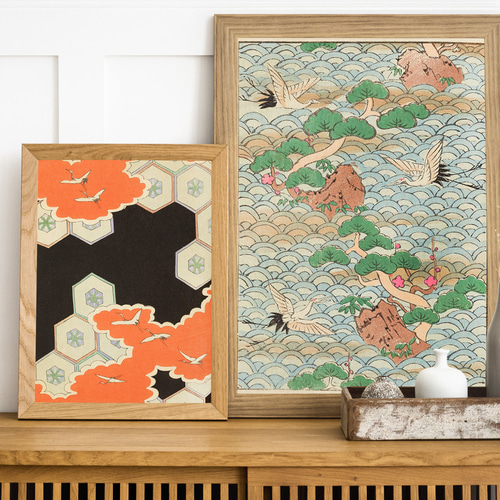 陶板 鶴 鳥 太陽 月 額 壁掛け 絵 和風 工芸品 モダン アート レトロ 7275e95d57076752b0941c90a56d32