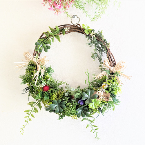 玄関ドア(内側)リース ☘四つ葉のクローバー 母の日、お誕生日