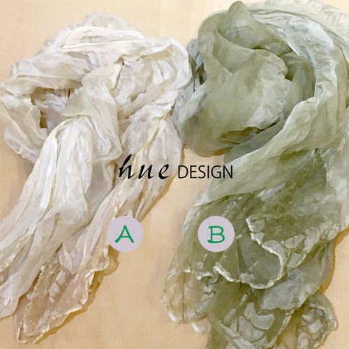 スカーフ手染めシルク カラー2種類 ふわふわフリルストール silk 