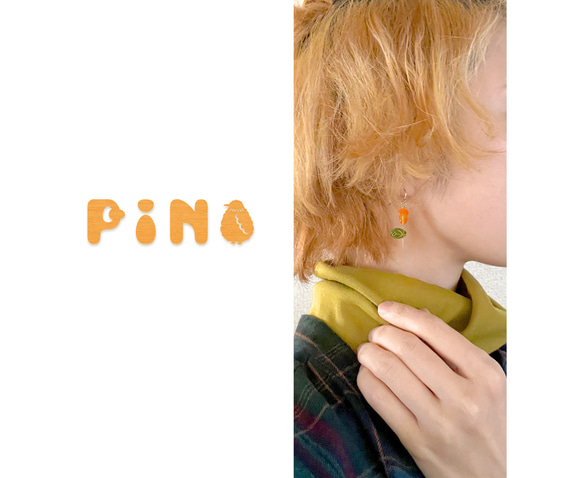 チューリップのピアス パッションオレンジ フック 透明感 春 レトロ《金具変更：樹脂ピアス／ノンホール／イヤリング》 8枚目の画像