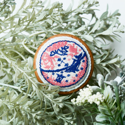オーストラリア 刺繍くるみボタンブローチ/ヘアゴム nations. 世界遺産 グレートバリアリーフ 1枚目の画像