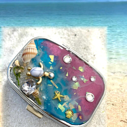 海アクセサリーケース 選Swarovski 自分だけの海 プライベートbeach ピルケース 幸せの海の守り神ホヌ 3枚目の画像