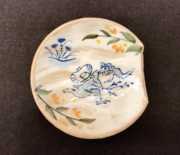 【清水焼】鳥獣戯画　豆皿箸置き5客セット 6枚目の画像