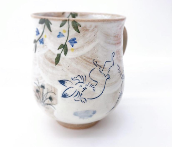 【清水焼】鳥獣戯画　マグカップ 2枚目の画像