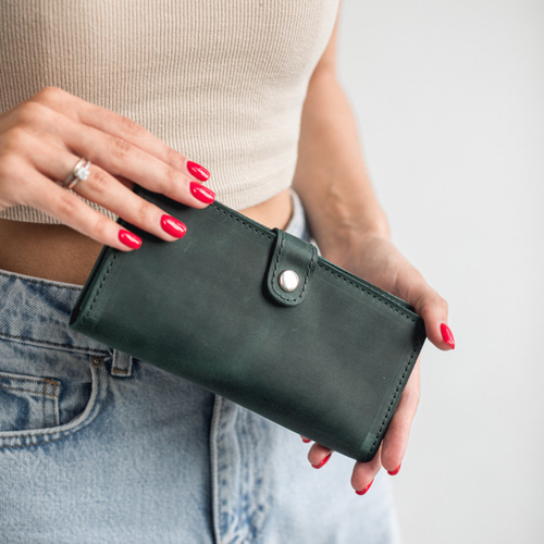 薄い本革長財布 レザーロングウォレット スリム スマート シンプル