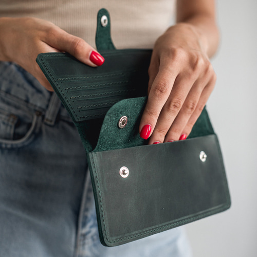 薄い本革長財布 レザーロングウォレット スリム スマート