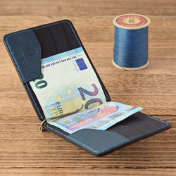 手縫い仕立てのマネークリップ財布【薄型】イタリアンレザー 4枚目の画像