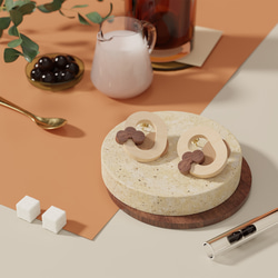 珍珠奶茶 - 實木製耳環 / 飲料系列飾品 (耳針、耳夾款) 第1張的照片
