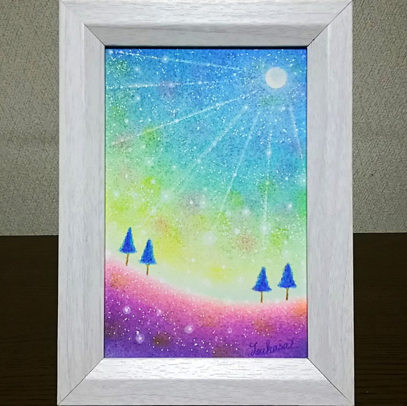 星の使者　ハンドメイドパステル画　絵画アート原画 パステルアート 丘の上の流星 パステル画原画 絵画 T's Arts 通販