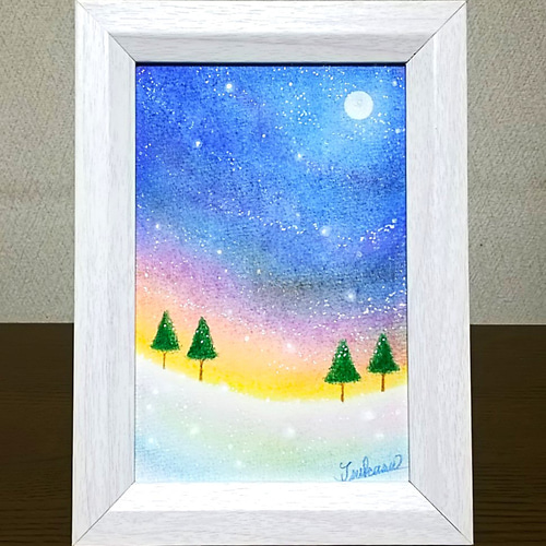 海とイルカのパステルアート Under the Aurora オーロラの下で