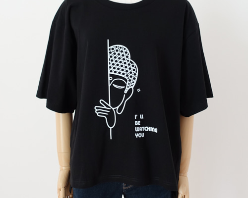 Watch (レディースオーバーTシャツ / black) Tシャツ Bo tree