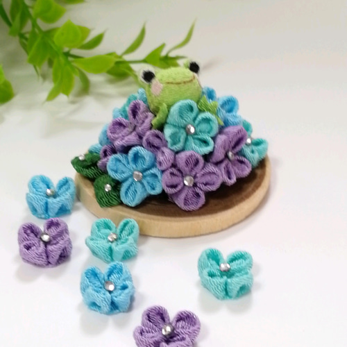 梅雨　カエル　紫陽花　ちりめん細工 梅雨 カエル 紫陽花 ちりめん細工 ちりめん手芸キット 風物短冊 6月 蛙