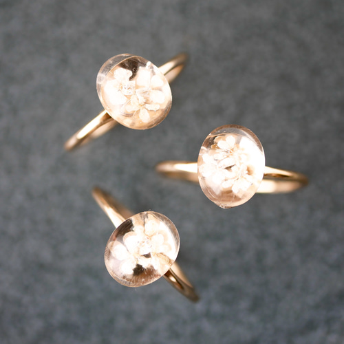 押し花リング（10号フリーサイズ/クリア/オーバルL） 指輪・リング