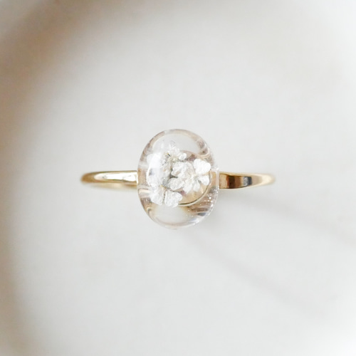 押し花リング（10号フリーサイズ/クリア/オーバルL） 指輪・リング