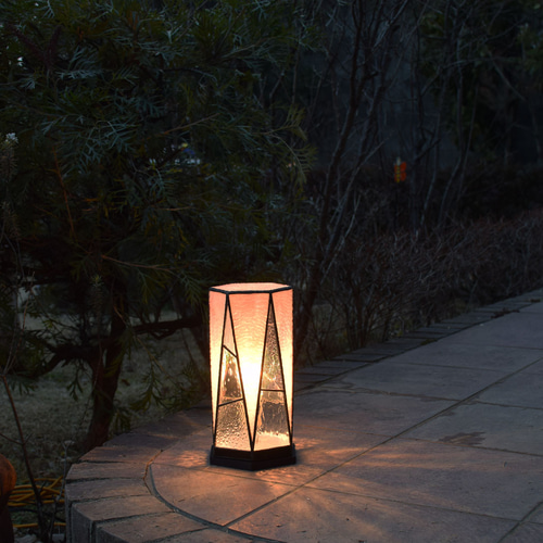 ステンドグラス ランプ 行燈 6角 室内用 室内照明 テーブル