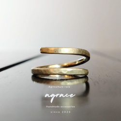 使い込むほどアジが出る 真鍮 シンプル 割腕 やんわり 槌目 リング