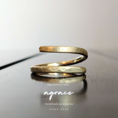 使い込むほどアジが出る 真鍮 シンプル 割腕 やんわり 槌目 リング