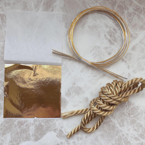 お得 水引×アンティークゴールド和紐×金箔シート3点set♡ 成人式 卒業