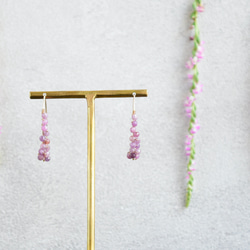 【14kgf ピアス】捩花（ネジバナ） ピンクサファイア 1枚目の画像