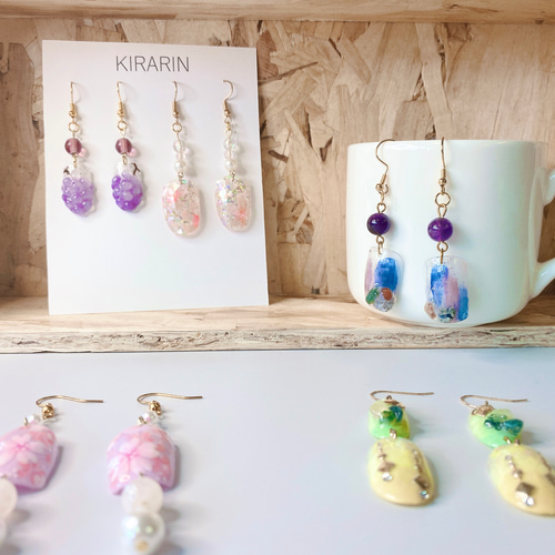 ネイルチップピアス➀ 送料無料 ピアス（フック・チェーン） kirarin