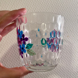 グラス　タンブラー　紫陽花　ハンドペイント　ガラス　名入れ 4枚目の画像