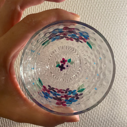 グラス　タンブラー　紫陽花　ハンドペイント　ガラス　名入れ 5枚目の画像