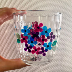 グラス　タンブラー　紫陽花　ハンドペイント　ガラス　名入れ 3枚目の画像